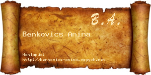 Benkovics Anina névjegykártya